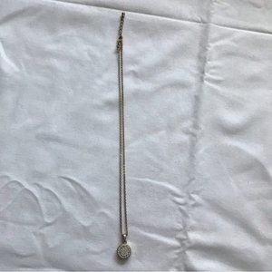 Gold Necklace With Diamond Look Pendant Excellent Condition 23cm Long